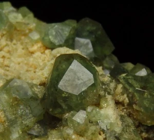 ANDRADITE var. DEMANTOID green crystals -- MADAGASCAR Antetezambato Mine /pj507 - Picture 1 of 15
