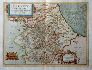 ITALIA MAGINI MAPPA COLORATO ABRUZZO ULTERIORE REGIONE DEL REGNO DI NAPOLI 1620 - Picture 1 of 1