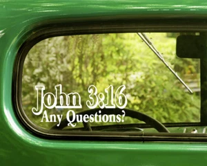 2 JOHN 3 16 ¿ALGUNA PREGUNTA? Casa rodante con calcomanías de religión pegatinas para coche ventana camión parachoques - Imagen 1 de 1