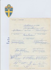 SWEDEN V DENMARK U23 INTL 1964 RARE ORIGINAL AUTOGRAPH BOOK PAGE 15 X SIGNATURES