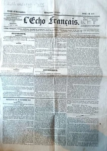 Vieux Journal - L'Echo Français Journal Quotidien - 15ème ANNEE 1843 N° 318 - Imagen 1 de 2