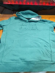 Eddie Bauer Pullover Hoodie Sweatshirt XL (16)  Kids Green Embossed Logo - Picture 1 of 6