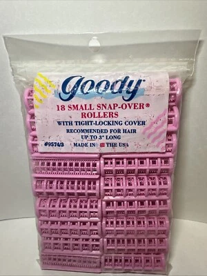 Paquete de 18 rodillos de pelo Goody Snap-Over vintage 1989 pequeños rosas nuevos de lote #9574/3 Foto 1 de 4