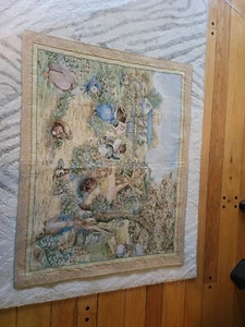 Large Vintage Wall Tapestry. Beatrix Potter Rabbit scenery, Stunning, Rare - Picture 1 of 24