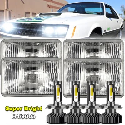 4x Faros LED de haz alto/bajo de 4x6" pulgadas más nuevos para Ford Mustang 79-86 Thunderbird Foto 1 de 4