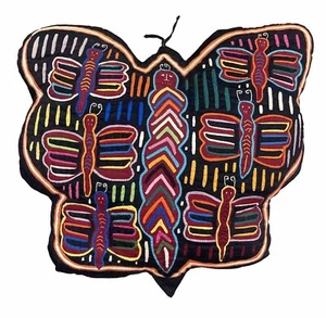 Vintage MOLA Pillow hand-made by Kuna women of Panama approx.10” X 12” Butterfly - Picture 1 of 2
