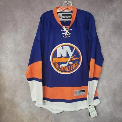 NWT Reebok Premier NHL New York Islanders Blue Hockey Jersey Mens L $135 Sewn - Image 1 of 4