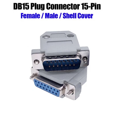 D-Sub DB15 2 Row 15-Pin Plug Solder RS232 Serial Connector Shell / Male / Female