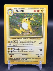 Raichu Base Set 14/102 Pokemon TCG Card Holo Rare WOTC Vintage 1999 NM- - Picture 1 of 4