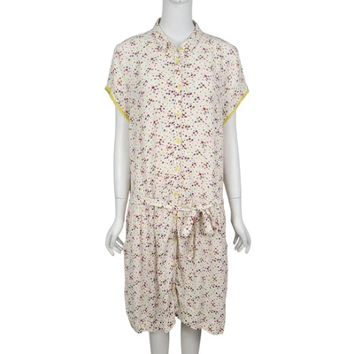 ZADIG & VOLTAIRE Renda Shirt Dress L Floral Print Tie Belt Button Up Drop Waist - Image 1 of 4