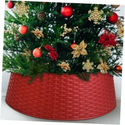  Collar de árbol de Navidad de plástico de 26 pulgadas, collar de árbol de Navidad tejido grande rojo Foto 1 de 4