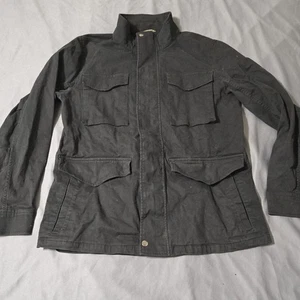Lucky Brand Military Jacket Mens Size Medium Utility Jacket Multi Pockets Black - Picture 1 of 4