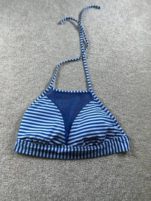 Top de baño halter a rayas azul blanco Mossimo para mujer mediano de nailon Foto 1 de 4