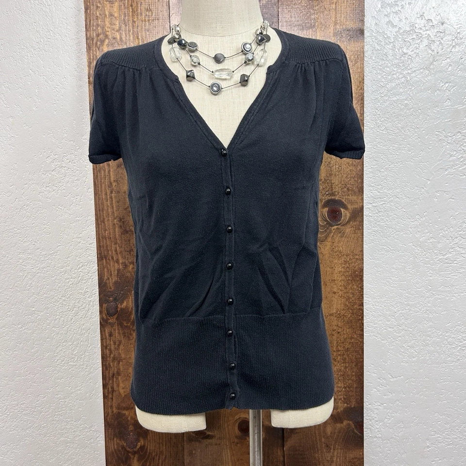 Cárdigan Y2K East 5th Mujer M Negro Manga Corta Corpcore Oficina Bella Swan Foto 1 de 4