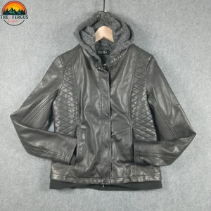 Mo-Ka Meriam Motorcycle Jacket Black Full-Zip Snap Front Hooded Women's Size S - Picture 1 of 13