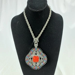Castlecliff Lawrence Vrba Pendant Necklace Vintage 70s "Kissing Indians" Signed - Picture 1 of 14