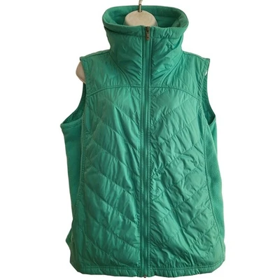 Colete acolchoado feminino Columbia XL verde água com zíper peso leve Gorpcore - Imagem 1 de 4