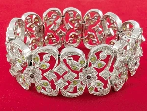 Sterling Silver .925 Multi Gemstone Bangle Bracelet - Picture 1 of 7