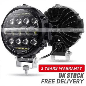 7'' Black LED Pods Work Light Bar Round Driving Fog Headlight Truck Off Road US - Picture 1 of 11