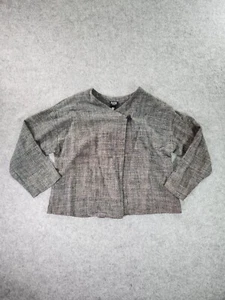 Eileen Fisher Cardigan Petite PM Black White Linen Blend - Picture 1 of 16
