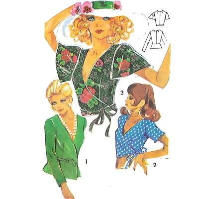 1970s Pattern – Wrap-over Top or Blouse - Bust=32.5” – 36” (82.5cm-91.4cm) - Image 1 of 4