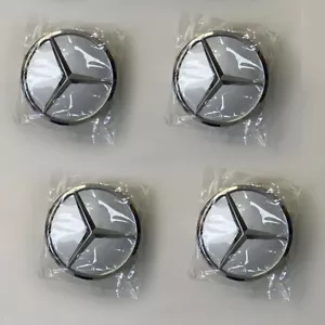 4x Für MERCEDES BENZ Nabendeckel 75mm Nabenkappen Silber Matt Felgen Deckel DE - Bild 1 von 1