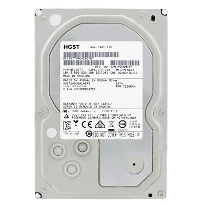 Hard Drive HGST 3TB HUS724030ALA640 7200RPM 64MB Sata III 3.5" Inch - Image 1 of 4