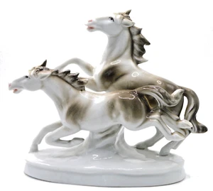 Grafenthal Porcelain Wild Running Horses Figurine #7517 Hand Painted Version - Picture 1 of 10