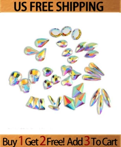20PCS / Pack 3D Nail Art Rhinestones AB Color Crystal Stones Tips Decoration DIY - Picture 1 of 15