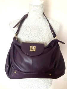 MODALU SHOULDER BAG GENUINE DARK PURPLE LEATHER DESIGNER - Picture 1 of 11