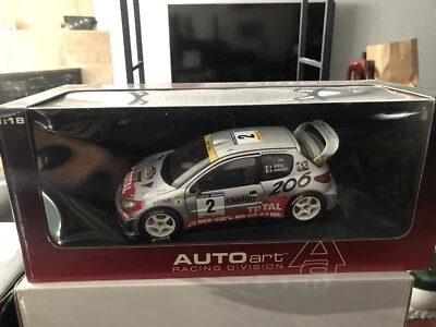 1/18 AUTOART PEUGEOT 206 WRC 2001 D.AURIOL/GIRAUDET #2 RALLY CATALUNYA USED RARE - Image 1 of 4