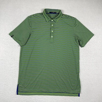 RLX Ralph Lauren Polo Shirt Mens XL Green Blue Striped Golf Vacation Travel Work - Image 1 of 4