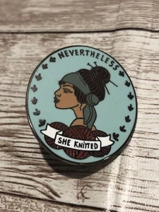 Nevertheless She Knitted Enamel Pin Persisted Pin Badge - Picture 1 of 6