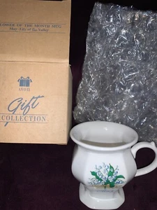 Avon 1996 FLOWER OF THE MONTH MUG, "May - Lily of the Valley" NIB - Picture 1 of 3