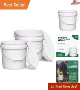5-Pack White Pails and Lids - All-Purpose Storage Buckets for Multipurpose Use - Picture 1 of 8