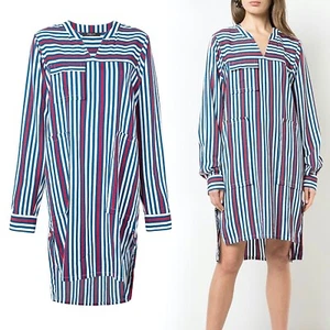 DEREK LAM Striped Shirt Dress in Marine Blue & White Size 14  - $1,350 - Picture 1 of 6