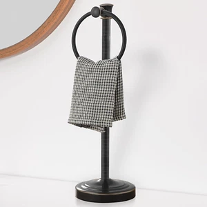 17" Stand Hand Towel Holder Bar Hanging Ring Free Standing Floor Rack Storage - Picture 1 of 1