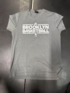 Brooklyn Nets Shirt Women M Medium Gray Adidas Short Sleeve NBA Basketball - Picture 1 of 2