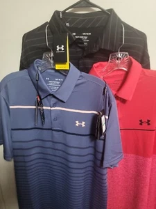 5-NWT -Under Armour Mens Polo lg Golf Shirts-navy,blue,black,blue PLAYOFF3.0 - Picture 1 of 6
