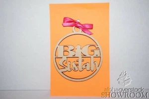 Laser Cut BIG SISTAH Design Wooden Ornament Keepsake Gift Tag Made in Hawaii - Picture 1 of 2