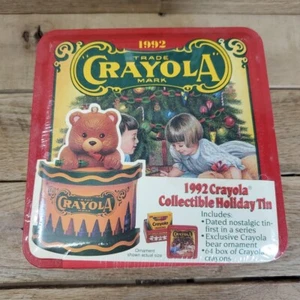 1992 Crayola Collectible Holiday Tin 64 Box of Crayola Crayons NEW MIB Sealed - Picture 1 of 2