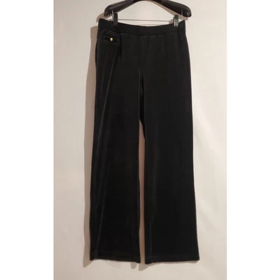 Vtg Lauren Ralph Lauren Velvet Velour Bootcut Flare Pull On Pants Size PM Black - Image 1 of 4