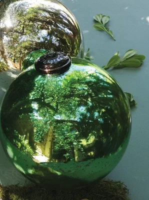 Vintage Antique Glass Green Giant Bauble Hanging Decoration with Chain 20cm - Image 1 of 4