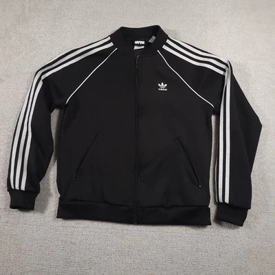 Adidas Jacket Women's Medium Black White Trefoil Track Three Stripes Retro Zip - Image 1 of 4