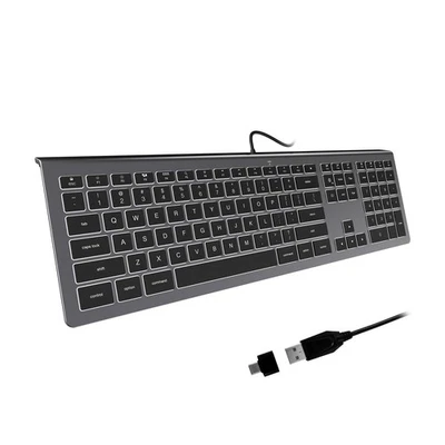 Backlit Wired USB Keyboard for MacBook Pro, iMac, Ultra-Slim Design - Image 1 of 4