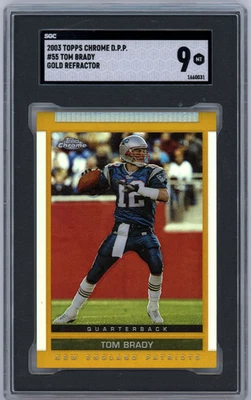 SGC 9 2003 Topps Chrome Draft Tom Brady Gold Refractor #55 Patriots Foto 1 de 2