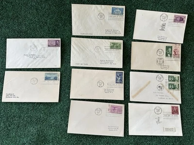 First Day of Issue Lot of 10 Commemorative Stamped Envelopes Vintage 1947-1960 - Image 1 of 4