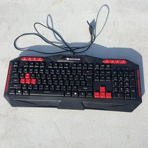 iBuyPower Ares M1 RGB Gaming Keyboard Spill Resistant Black Red Multimedia Keys - Picture 1 of 2