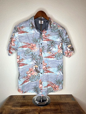 Ron Jon Surf Shop Hawaiian Shirt Toucan Hibiscus Medium - Image 1 of 4