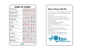 Rank of Poker Hands 10 Plastic Cards NEW The Poker Store Exclusive - Picture 1 of 1